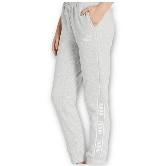 NWT Puma Grey Logo Tape Joggers M - Picture 2 of 7